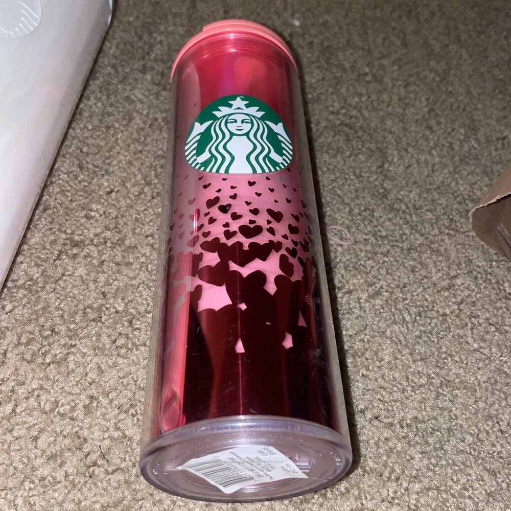 Starbucks valentines hearts tumbler cup red & pink